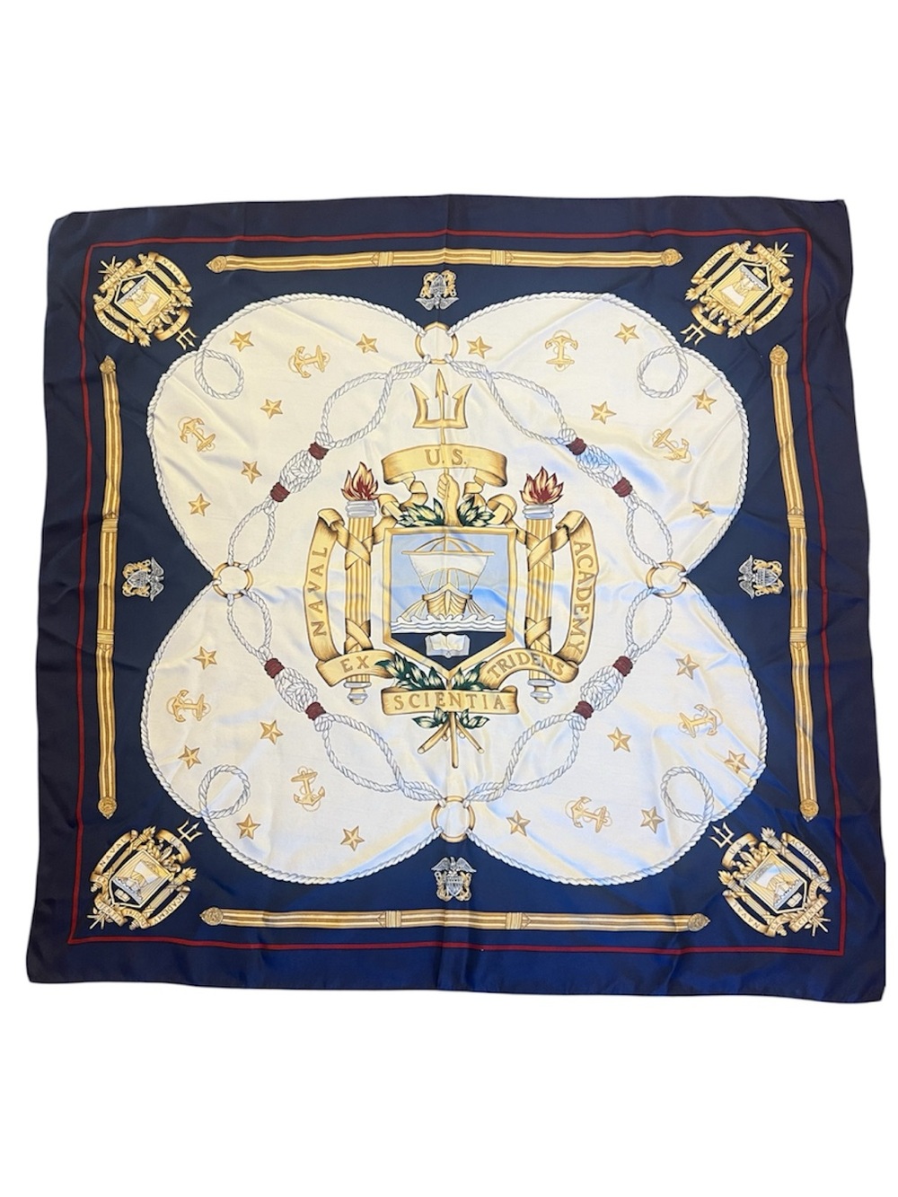 Vintage Rah-Rah Collection 100% Silk U.S. Naval Academy Scarf Nautical Crest
